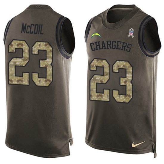 Men's Nike Los Angeles Chargers 23 Dexter McCoil Limited Green Salute to Service Tank Top NFL Jersey