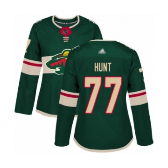 Women's Minnesota Wild 77 Brad Hunt Authentic Green Home Hockey Jersey