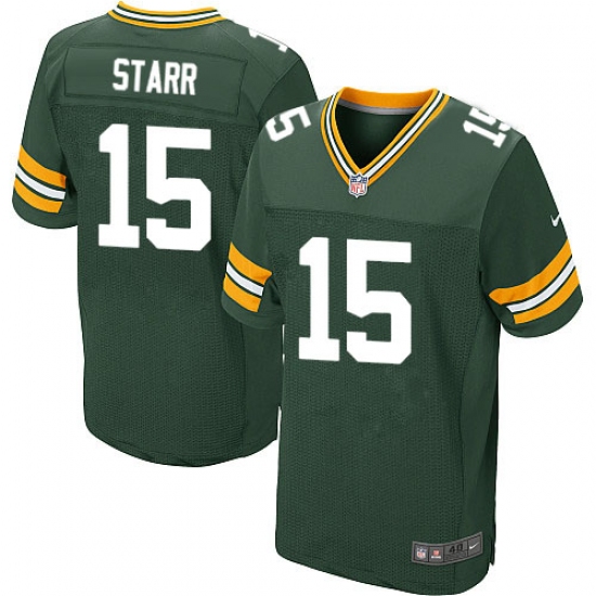 Men's Nike Green Bay Packers 15 Bart Starr Elite Green Team Color NFL Jersey