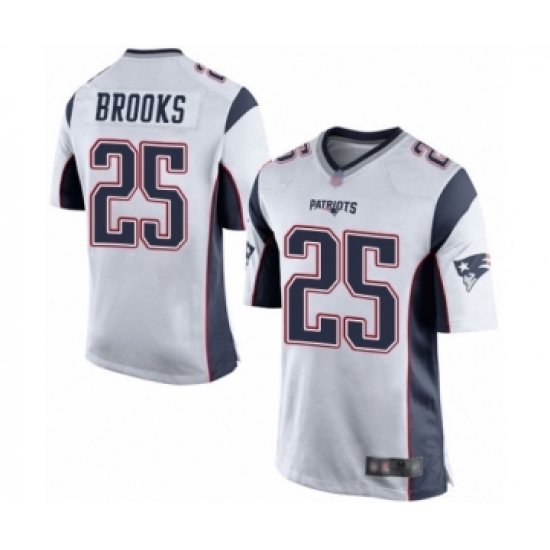 Men's New England Patriots 25 Terrence Brooks Game White Football Jersey