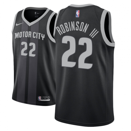 Men NBA 2018-19 Detroit Pistons 22 Glenn Robinson III City Edition Black Jersey