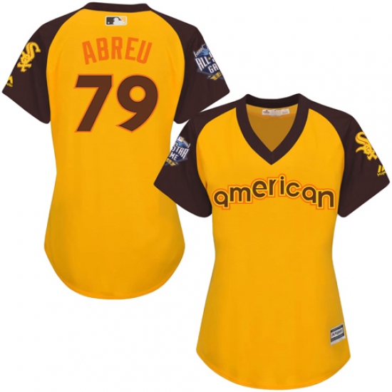 Women's Majestic Chicago White Sox 79 Jose Abreu Authentic Yellow 2016 All-Star American League BP Cool Base MLB Jersey