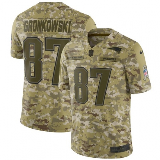 Youth Nike New England Patriots 87 Rob Gronkowski Limited Camo 2018 Salute to Service NFL Jersey