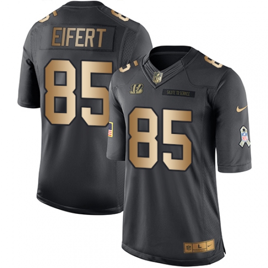 Men's Nike Cincinnati Bengals 85 Tyler Eifert Limited Black/Gold Salute to Service NFL Jersey