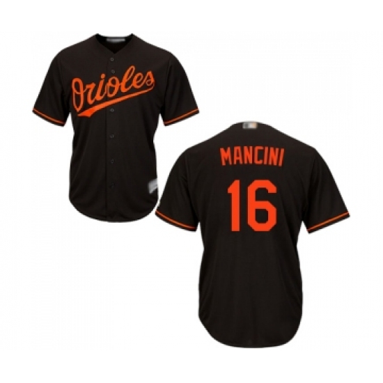 Men's Baltimore Orioles 16 Trey Mancini Replica Black Alternate Cool Base Baseball Jersey