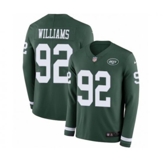Men's Nike New York Jets 92 Leonard Williams Limited Green Therma Long Sleeve NFL Jersey