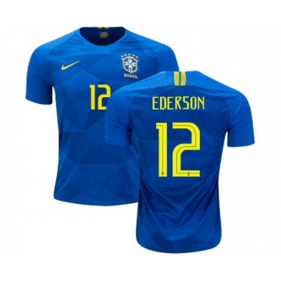 Brazil 12 Ederson Away Kid Soccer Country Jersey