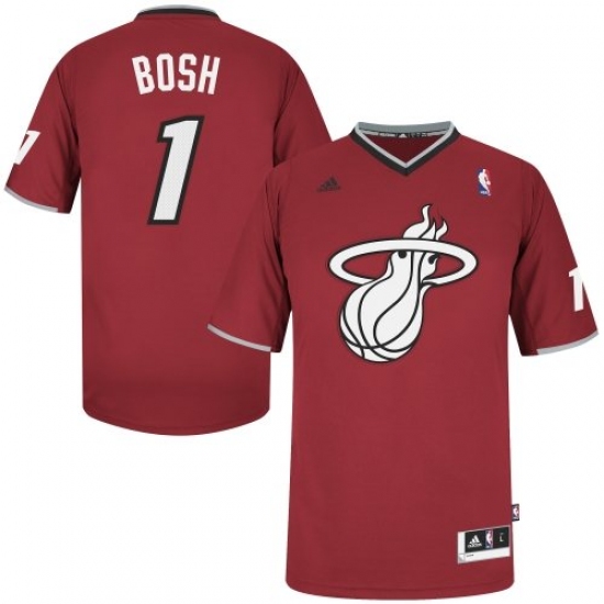 Men's Adidas Miami Heat 1 Chris Bosh Swingman Red 2013 Christmas Day NBA Jersey