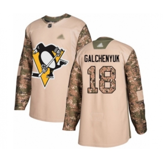 Youth Pittsburgh Penguins 18 Alex Galchenyuk Authentic Camo Veterans Day Practice Hockey Jersey