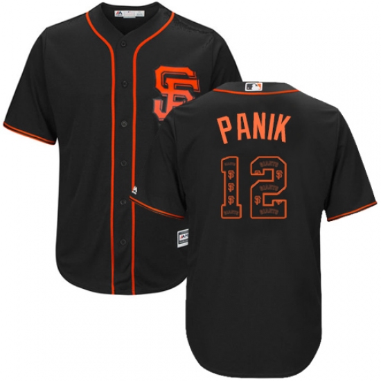 Men's Majestic San Francisco Giants 12 Joe Panik Authentic Black Team Logo Fashion Cool Base MLB Jersey