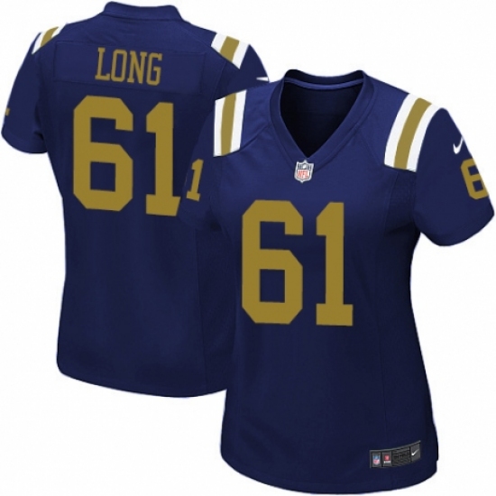 Women's Nike New York Jets 61 Spencer Long Elite Navy Blue Alternate NFL Jersey