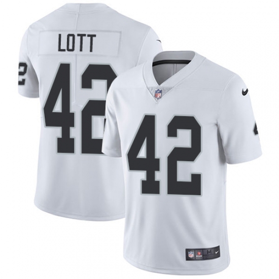 Men's Nike Oakland Raiders 42 Ronnie Lott White Vapor Untouchable Limited Player NFL Jersey