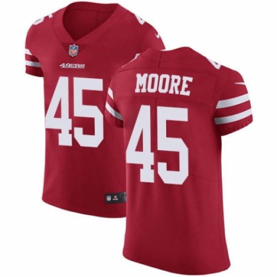 Men's Nike San Francisco 49ers 45 Tarvarius Moore Red Team Color Vapor Untouchable Elite Player NFL Jersey