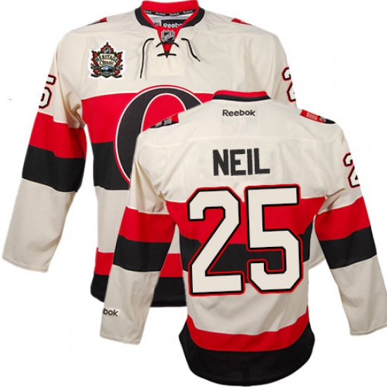 Men's Reebok Ottawa Senators 25 Chris Neil Authentic Cream 2014 Heritage Classic NHL Jersey