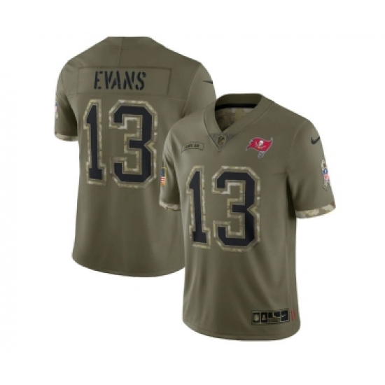 Men's Tampa Bay Buccaneers 13 Mike Evans 2022 Olive Salute To Service Limited Stitched Jersey