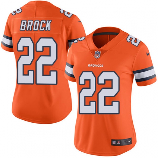 Women Nike Denver Broncos 22 Tramaine Brock Limited Orange Rush Vapor Untouchable NFL Jersey