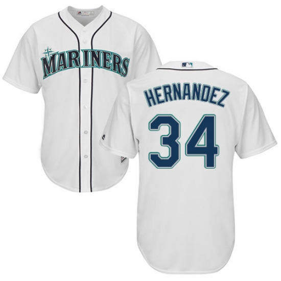 Youth Majestic Seattle Mariners 34 Felix Hernandez Replica White Home Cool Base MLB Jersey