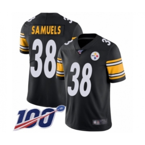 Men's Pittsburgh Steelers 38 Jaylen Samuels Black Team Color Vapor Untouchable Limited Player 100th Season Football Jersey