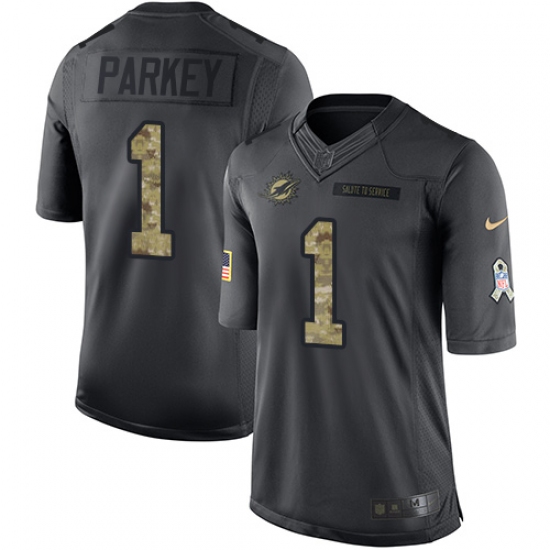 Men's Nike Miami Dolphins 1 Cody Parkey Limited Black 2016 Salute to Service NFL Jersey