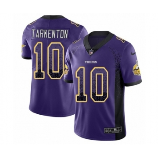 Men's Nike Minnesota Vikings 10 Fran Tarkenton Limited Purple Rush Drift Fashion NFL Jersey