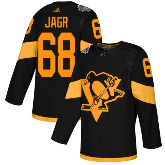 Men's Adidas Pittsburgh Penguins 68 Jaromir Jagr Black Authentic 2019 Stadium Series Stitched NHL Jersey