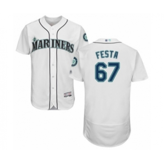 Men's Seattle Mariners 67 Matt Festa White Home Flex Base Authentic Collection Baseball Player Jersey