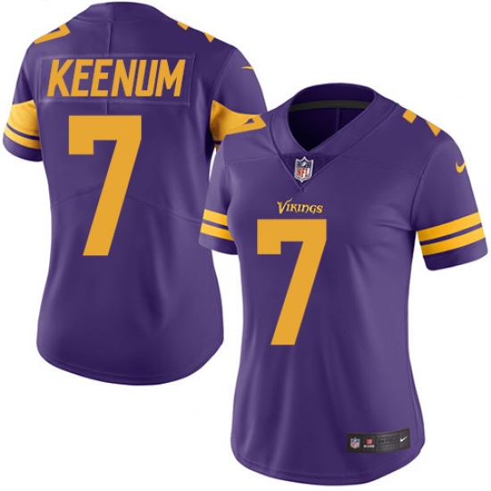 Women's Nike Minnesota Vikings 7 Case Keenum Limited Purple Rush Vapor Untouchable NFL Jersey