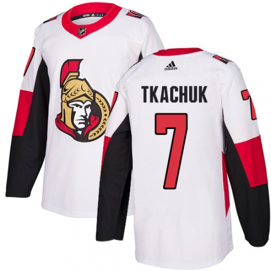 Men's Adidas Ottawa Senators 7 Brady Tkachuk Authentic White Away NHL Jersey
