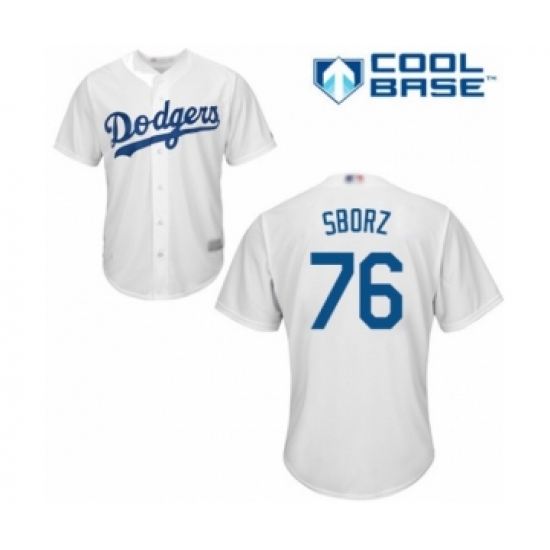 Youth Los Angeles Dodgers 76 Josh Sborz Authentic White Home Cool Base Baseball Player Jersey