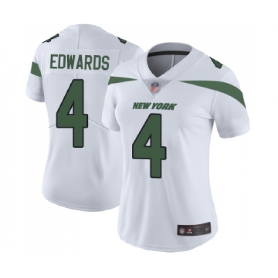 Women's New York Jets 4 Lac Edwards White Vapor Untouchable Limited Player Football Jersey
