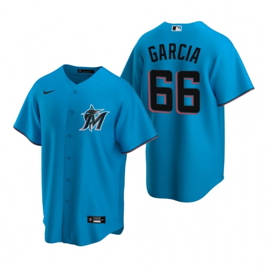 Men's Nike Miami Marlins 66 Jarlin Garcia Blue Alternate Stitched Baseball Jersey