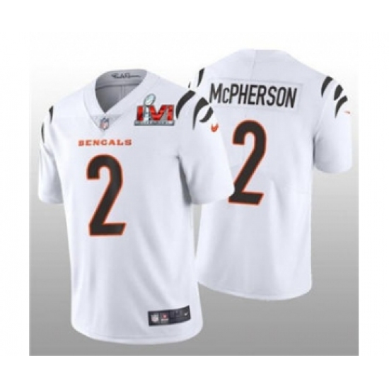 Men's Cincinnati Bengals 2 Evan McPherson 2022 White Super Bowl LVI Vapor Limited Stitched Jersey