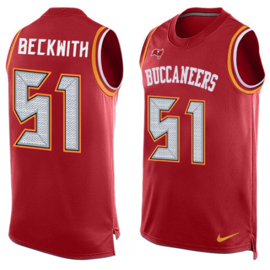 Men's Nike Tampa Bay Buccaneers 51 Kendell Beckwith Limited Red Player Name & Number Tank Top NFL Jersey