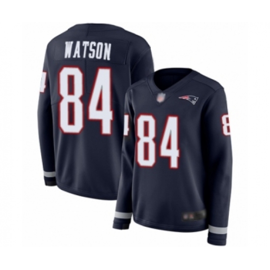 Women's New England Patriots 84 Benjamin Watson Limited Navy Blue Therma Long Sleeve Football Jersey