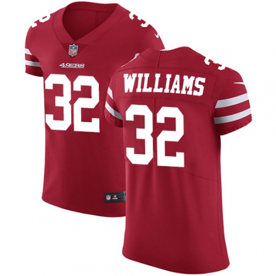 Men's Nike San Francisco 49ers 32 Joe Williams Red Team Color Vapor Untouchable Elite Player NFL Jersey
