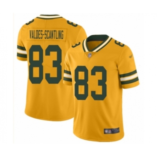 Men's Green Bay Packers 83 Marquez Valdes-Scantling Limited Gold Inverted Legend Football Jersey