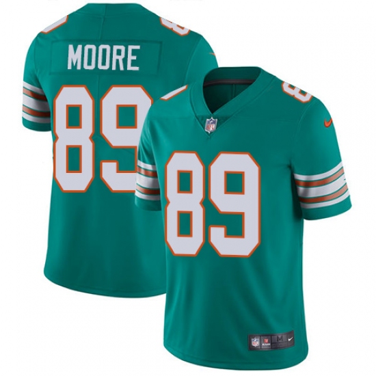 Men's Nike Miami Dolphins 89 Nat Moore Aqua Green Alternate Vapor Untouchable Limited Player NFL Jersey