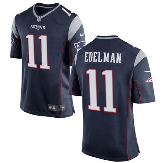 Men's Nike New England Patriots 11 Julian Edelman Game Navy Blue Team Color NFL Jersey