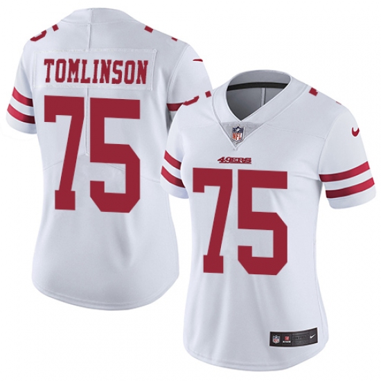 Women's Nike San Francisco 49ers 75 Laken Tomlinson White Vapor Untouchable Limited Player NFL Jersey