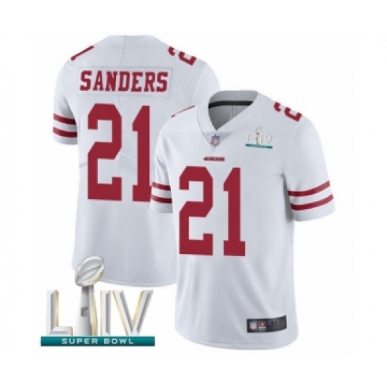 Men's San Francisco 49ers 21 Deion Sanders White Vapor Untouchable Limited Player Super Bowl LIV Bound Football Jersey