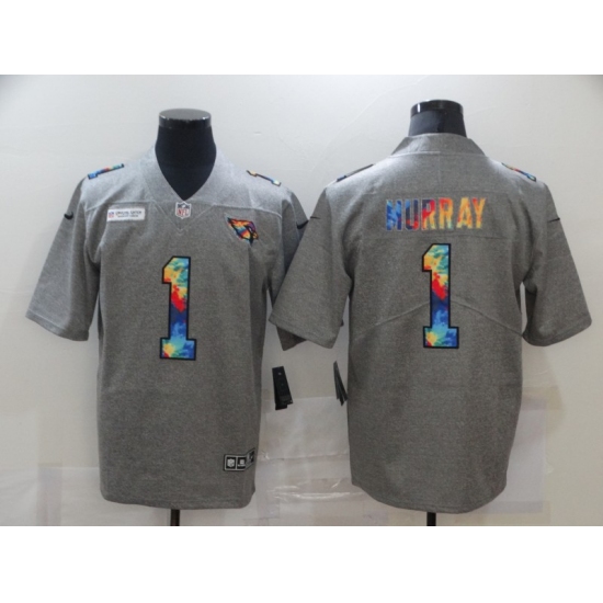 Men's Arizona Cardinals 1 Kyler Murray Gray Rainbow Version Nike Limited Jersey