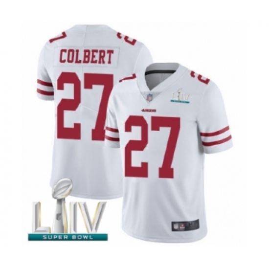Men's San Francisco 49ers 27 Adrian Colbert White Vapor Untouchable Limited Player Super Bowl LIV Bound Football Jersey