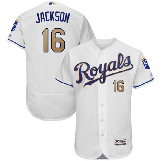 Men's Majestic Kansas City Royals 16 Bo Jackson White Home Flex Base Authentic MLB Jersey