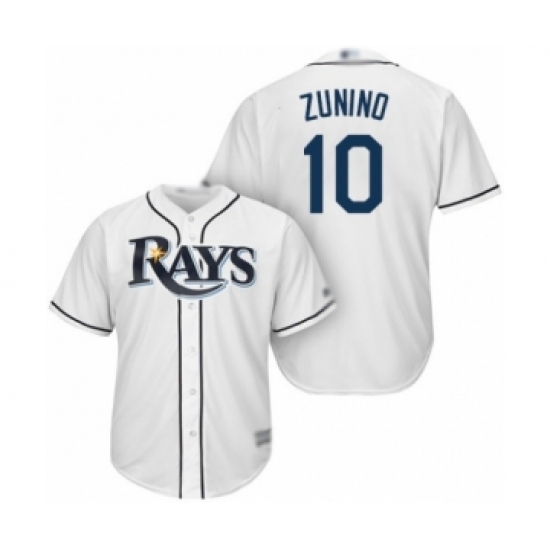 Youth Tampa Bay Rays 10 Mike Zunino Authentic White Home Cool Base Baseball Player Jersey