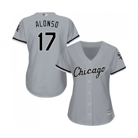 Women's Chicago White Sox 17 Yonder Alonso Replica Grey Road Cool Base Baseball Jersey