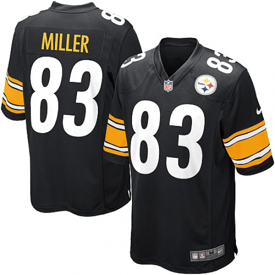 Men's Nike Pittsburgh Steelers 83 Heath Miller Game Black Team Color NFL Jersey