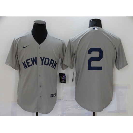 Men's Nike New York Yankees 2 Derek Jeter Authentic Gray Game Jersey