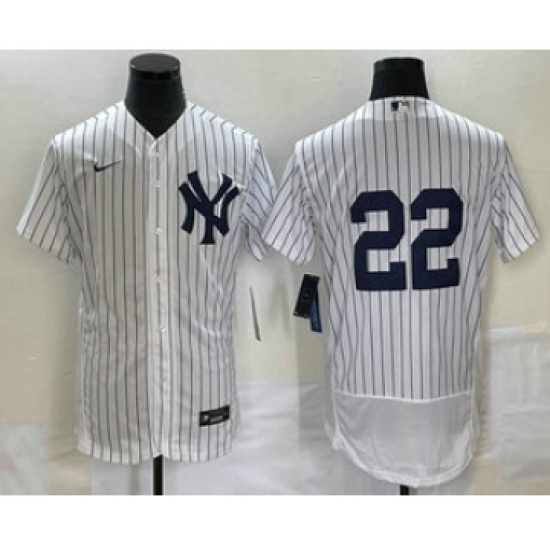 Men's New York Yankees 22 Harrison Bader White Flex Base Stitched Baseball Jersey