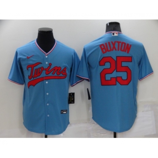 Men's Minnesota Twins 25 Byron Buxton Light Blue Pullover Throwback Cooperstown Nike Jersey