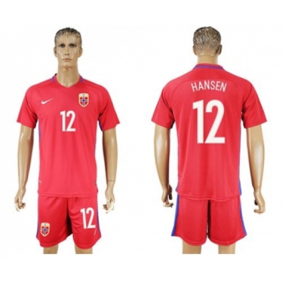 Norway 12 Hansen Home Soccer Country Jersey